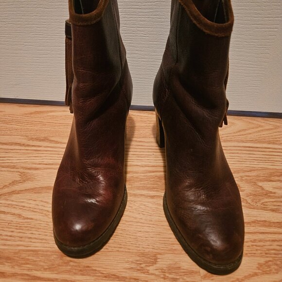 Lauren Ralph Brown Leather Ankle Boots - Picture 2 of 6